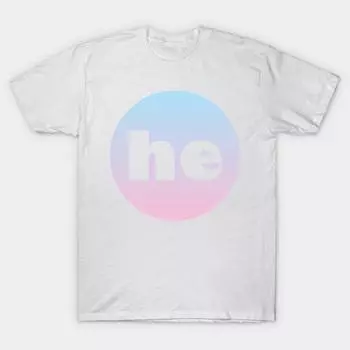T Shirt Women He Pronoun Harajuku Print Kawaii Tshirt Summer Short Sleeve Female T-Shirt Top Tee S розовый