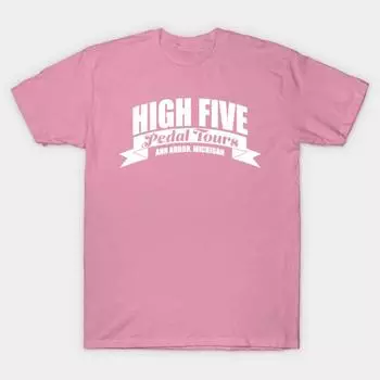 T Shirt Women High Five White Horizontal Harajuku Print Kawaii Tshirt Summer Short Sleeve Female T-Shirt Top Tee S розовый