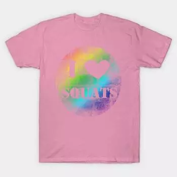 T Shirt Women I Love Squats Harajuku Print Kawaii Tshirt Summer Short Sleeve Female T-Shirt Top Tee S розовый
