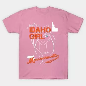 T Shirt Women Idaho Massachusetts Harajuku Print Kawaii Tshirt Summer Short Sleeve Female T-Shirt Top Tee S розовый