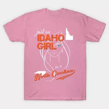 T Shirt Women Idaho North Carolina Harajuku Print Kawaii Tshirt Summer Short Sleeve Female T-Shirt Top Tee S розовый
