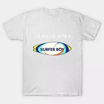 T Shirt Women Im In Love With A Surfer Boy Harajuku Print Kawaii Tshirt Summer Short Sleeve Female T-Shirt Top Tee S розовый