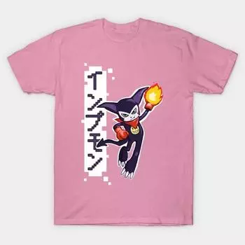 T Shirt Women Impmon Harajuku Print Kawaii Tshirt Summer Short Sleeve Female T-Shirt Top Tee S розовый