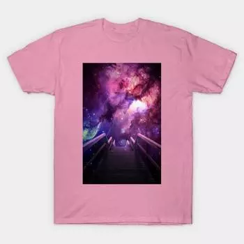 T Shirt Women Into The Bridge Harajuku Print Kawaii Tshirt Summer Short Sleeve Female T-Shirt Top Tee S розовый