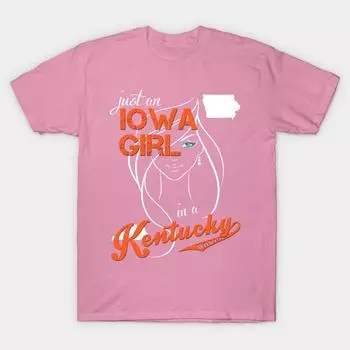 T Shirt Women Iowa Kentucky Harajuku Print Kawaii Tshirt Summer Short Sleeve Female T-Shirt Top Tee S розовый