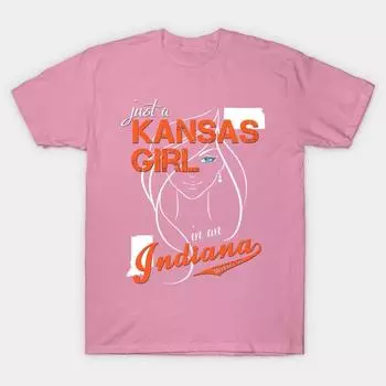 T Shirt Women Kansas Indiana Harajuku Print Kawaii Tshirt Summer Short Sleeve Female T-Shirt Top Tee S розовый