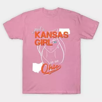 T Shirt Women Kansas Ohio Harajuku Print Kawaii Tshirt Summer Short Sleeve Female T-Shirt Top Tee S розовый