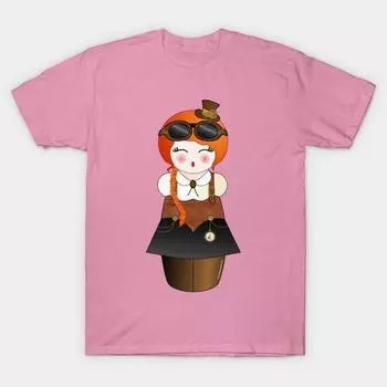 T Shirt Women Kokeshi Steampunk Harajuku Print Kawaii Tshirt Summer Short Sleeve Female T-Shirt Top Tee S