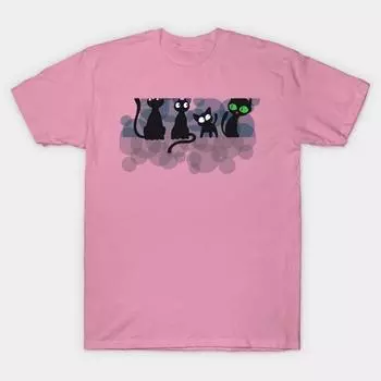 T Shirt Women Kuro Cats Harajuku Print Kawaii Tshirt Summer Short Sleeve Female T-Shirt Top Tee S