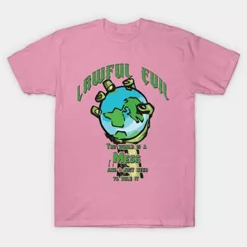 T Shirt Women Lawful Evil Harajuku Print Kawaii Tshirt Summer Short Sleeve Female T-Shirt Top Tee S розовый