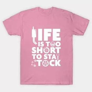 T Shirt Women Life Too Short To Stay Stocked Harajuku Print Kawaii Tshirt Summer Short Sleeve Female T-Shirt Top Tee S розовый
