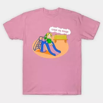 T Shirt Women Link In Park Harajuku Print Kawaii Tshirt Summer Short Sleeve Female T-Shirt Top Tee S розовый