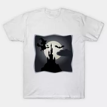 T Shirt Women Lone Witch Flying In The Night Harajuku Print Kawaii Tshirt Summer Short Sleeve Female T-Shirt Top Tee S розовый