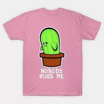 T Shirt Women Lonely Cactus Harajuku Print Kawaii Tshirt Summer Short Sleeve Female T-Shirt Top Tee S розовый