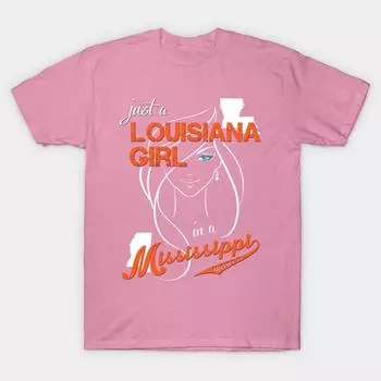 T Shirt Women Louisiana Mississippi Harajuku Print Kawaii Tshirt Summer Short Sleeve Female T-Shirt Top Tee S розовый