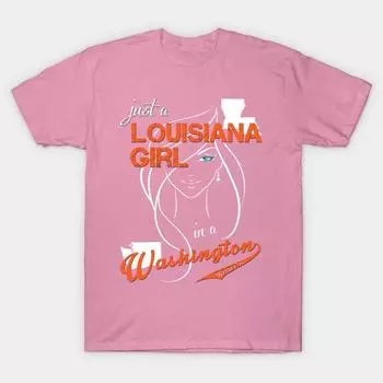 T Shirt Women Louisiana Washington Harajuku Print Kawaii Tshirt Summer Short Sleeve Female T-Shirt Top Tee S розовый