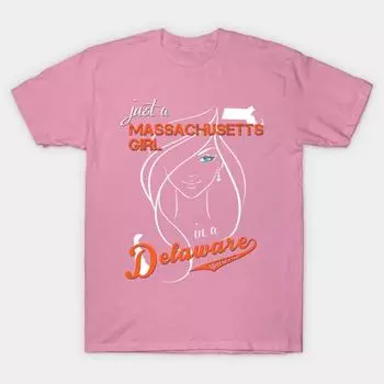 T Shirt Women Massachusetts Delaware Harajuku Print Kawaii Tshirt Summer Short Sleeve Female T-Shirt Top Tee S розовый
