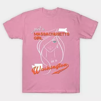 T Shirt Women Massachusetts Washington Harajuku Print Kawaii Tshirt Summer Short Sleeve Female T-Shirt Top Tee S розовый