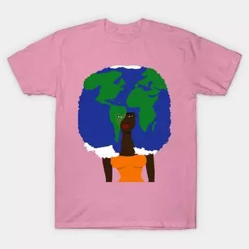 T Shirt Women Melanated Mother Earth Harajuku Print Kawaii Tshirt Summer Short Sleeve Female T-Shirt Top Tee S розовый