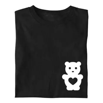 T-shirt Women Men TEDDY BEAR HUG GRAPHIC SIMPLE TEE 100% COTTON XS чёрный