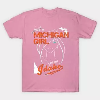 T Shirt Women Michigan Idaho Harajuku Print Kawaii Tshirt Summer Short Sleeve Female T-Shirt Top Tee S розовый