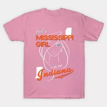 T Shirt Women Mississippi Indiana Harajuku Print Kawaii Tshirt Summer Short Sleeve Female T-Shirt Top Tee S розовый