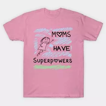 T Shirt Women Moms Have Superpowers Harajuku Print Kawaii Tshirt Summer Short Sleeve Female T-Shirt Top Tee S