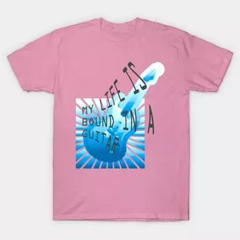 T Shirt Women My Life Is Bound In A Guitar Harajuku Print Kawaii Tshirt Summer Short Sleeve Female T-Shirt Top Tee S розовый