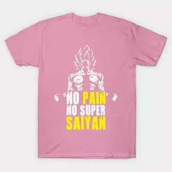 T Shirt Women No Pain No Super Saiyan Goku Harajuku Print Kawaii Tshirt Summer Short Sleeve Female T-Shirt Top Tee S розовый