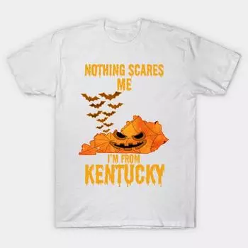 T Shirt Women Nothing Scares Me Im From Kentucky Shirt Halloween Harajuku Print Kawaii Tshirt Summer Short Sleeve Female T-Shirt Top Tee S розовый