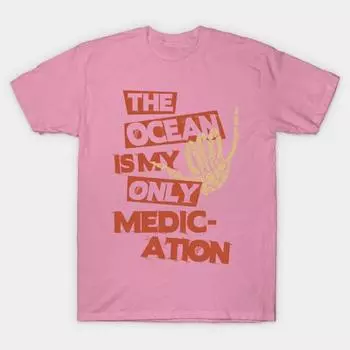 T Shirt Women Ocean Is The Only Medication Harajuku Print Kawaii Tshirt Summer Short Sleeve Female T-Shirt Top Tee S розовый