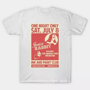 T Shirt Women One Night Only Jessica Rabbit Shirt Harajuku Print Kawaii Tshirt Summer Short Sleeve Female T-Shirt Top Tee S белый