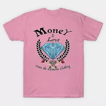 T Shirt Women Ote Money And Love Harajuku Print Kawaii Tshirt Summer Short Sleeve Female T-Shirt Top Tee S розовый