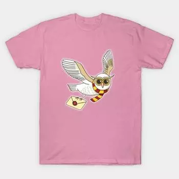 T Shirt Women Owl Post Harajuku Print Kawaii Tshirt Summer Short Sleeve Female T-Shirt Top Tee S розовый