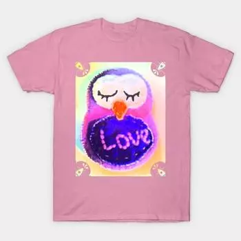 T Shirt Women Owl You Need Is Love Harajuku Print Kawaii Tshirt Summer Short Sleeve Female T-Shirt Top Tee S розовый