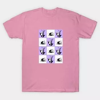 T Shirt Women Pandas Checker Purple Harajuku Print Kawaii Tshirt Summer Short Sleeve Female T-Shirt Top Tee S