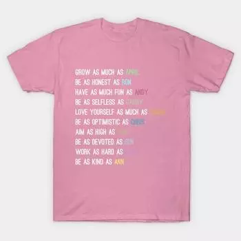 T Shirt Women Parks Characters Harajuku Print Kawaii Tshirt Summer Short Sleeve Female T-Shirt Top Tee S розовый