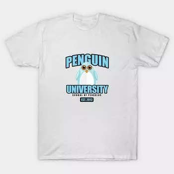 T Shirt Women Penguin University Blue Harajuku Print Kawaii Tshirt Summer Short Sleeve Female T-Shirt Top Tee S