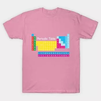 T Shirt Women Periodic Table Of Elements Harajuku Print Kawaii Tshirt Summer Short Sleeve Female T-Shirt Top Tee S розовый