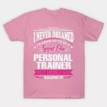 T Shirt Women Personal Trainer Harajuku Print Kawaii Tshirt Summer Short Sleeve Female T-Shirt Top Tee S розовый