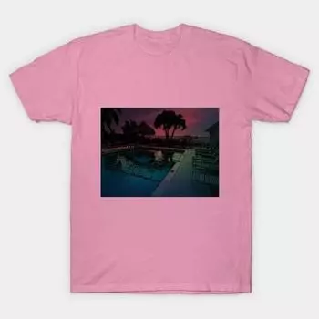 T Shirt Women Pool Side Harajuku Print Kawaii Tshirt Summer Short Sleeve Female T-Shirt Top Tee S розовый