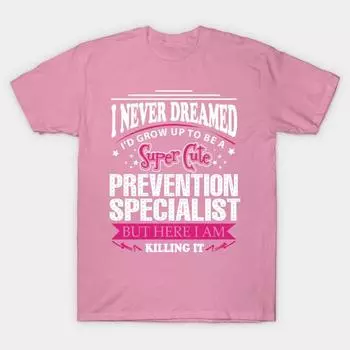 T Shirt Women Prevention Specialist Harajuku Print Kawaii Tshirt Summer Short Sleeve Female T-Shirt Top Tee S розовый
