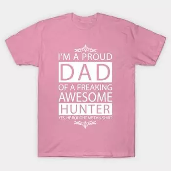 T Shirt Women Proud Dad Of Awesome Hunter Harajuku Print Kawaii Tshirt Summer Short Sleeve Female T-Shirt Top Tee S розовый
