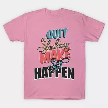 T Shirt Women Quit Slacking Harajuku Print Kawaii Tshirt Summer Short Sleeve Female T-Shirt Top Tee S розовый