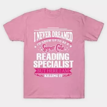 T Shirt Women Reading Specialist Harajuku Print Kawaii Tshirt Summer Short Sleeve Female T-Shirt Top Tee S розовый