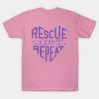T Shirt Women Rescue. Love. Repeat. Purple Harajuku Print Kawaii Tshirt Summer Short Sleeve Female T-Shirt Top Tee S розовый