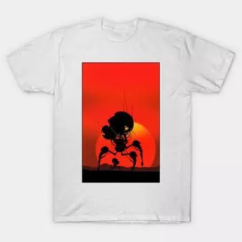 T Shirt Women Robot In Red Sunset Harajuku Print Kawaii Tshirt Summer Short Sleeve Female T-Shirt Top Tee S розовый