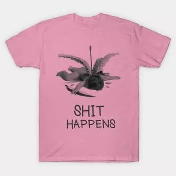T Shirt Women Shit Happens Harajuku Print Kawaii Tshirt Summer Short Sleeve Female T-Shirt Top Tee S розовый