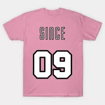 T Shirt Women Since 20 09 Harajuku Print Kawaii Tshirt Summer Short Sleeve Female T-Shirt Top Tee S розовый