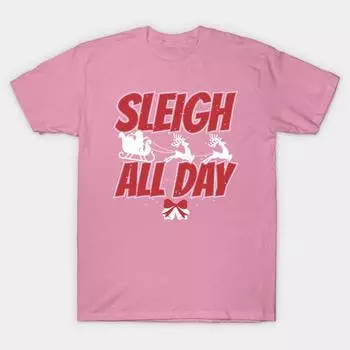 T Shirt Women Sleigh All Day Holiday Harajuku Print Kawaii Tshirt Summer Short Sleeve Female T-Shirt Top Tee S розовый